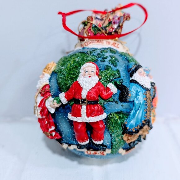 New VTG Christopher Radko Santas Around the World Glass Ball Ornament USA German - Picture 3 of 7